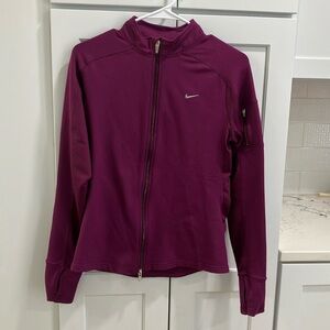 Nike Women's Fit Dry Purple Full Zip Polyester Long Sleeve Athletic Jacket